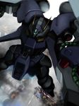  explosion fire gundam gundam_unicorn mecha no_humans solo tabigarasu 