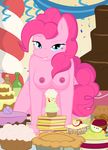  all_fours anthro anthrofied apple apple_brown_betty baked_goods balloon_cutie_mark banner blue_eyes bottle breasts cake candy chocolate_fountain cleavage clothed clothing cocked_eyebrow confetti cupcakes cutie_mark drink drinks equine female food friendship_is_magic fruit fur hair horse looking_at_viewer mammal my_little_pony nipples party pie pink_body pink_fur pink_hair pinkie_pie_(mlp) pony pudding pussy sandwich_(food) sandwichs smile solo streamers tail tarts well? well_endowed whitmaverick yummy 