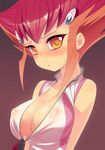  blush breasts female hair_ornament kouzuki_anna kozuki_anna_(yugioh_zexal) large_breasts multicolored_hair orange_hair pink_hair solo yu-gi-oh! yuu-gi-ou_zexal zpolice 