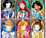  6girls ariel ariel_(disney) artist_request aurora aurora_(disney) belle belle_(disney) bishoujo_senshi_sailor_moon black_hair blonde_hair blush brown_hair cinderella cinderella_(disney) cosplay dark_skin disney eyes_closed jasmine jasmine_(disney) lipstick long_hair open_mouth red_hair sailor_moon smile snow_white tongue 