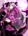  boots dress foro_(planet_cage) hairband idolmaster idolmaster_(classic) lantern long_hair moon purple_eyes shijou_takane silver_hair solo 