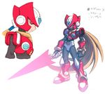  armor blonde_hair bodysuit energy_blade gloves helmet hi-go! male_focus omega_(rockman) red_eyes rockman rockman_x rockman_zero zero_(rockman) 