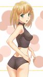  ass bad_id bad_pixiv_id bare_shoulders blonde_hair blush breasts covered_nipples green_eyes impossible_clothes impossible_shirt looking_back medium_breasts ogros panties rockman rockman_dash roll_caskett shirt short_hair sleeveless solo underwear 