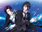  black_hair claude_faustus glasses kuroshitsuji red_eyes sebastian_michaelis weapon 