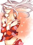  animal_ears bad_id bad_pixiv_id breasts cat_ears cleavage fujiwara_no_mokou haihai kemonomimi_mode large_breasts long_hair midriff navel pajamas panties red_eyes red_panties shirt_lift silver_hair solo standing striped striped_panties touhou underwear 