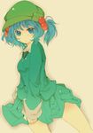  bad_id bad_pixiv_id blue_eyes blue_hair colorized hair_bobbles hair_ornament hat kawashiro_nitori melisaseventeen short_hair simple_background solo touhou twintails two_side_up 