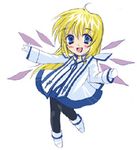  1girl blonde_hair chibi colette_brunel collet_brunel female full_body long_hair lowres solo tales_of_(series) tales_of_symphonia white_background 