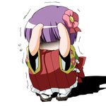  cowering hieda_no_akyuu japanese_clothes kikkawa_(citrus_fruits) purple_hair scared solo touhou 