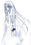  anna_irving dress female gradient gradient_background long_hair monochrome shackle shackles sketch solo tales_of_(series) tales_of_symphonia white_background 