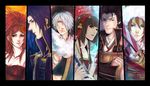  akechi_mitsuhide akechi_mitsuhide_(sengoku_musou) black_hair blue blue_eyes breasts brown_eyes brown_hair chosokabe_motochika cleavage female hairband ishida_mitsunari kaihime kmdzm long_hair male okuni sengoku_musou sengoku_musou_3 shima_sakon short_hair tattoo white_hair 