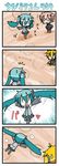  &gt;:) 3girls 4koma :&lt; akita_neru arms_up chibi chibi_miku comic crossover drill_hair faceplant fallen_down hatsune_miku jumping kasane_teto long_hair minami_(colorful_palette) multiple_girls outstretched_arms playing_games pointing silent_comic smile spread_arms sweatdrop twin_drills twintails utau v-shaped_eyebrows vocaloid |_| 