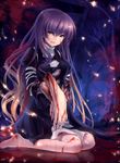  barefoot blood gradient_hair guro hands hijiri_byakuren kieta kneeling long_hair multicolored_hair open_clothes open_shirt ribbon severed_hand severed_limb shirt solo touhou very_long_hair yellow_eyes 