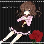  bad_id bad_pixiv_id blue_eyes brown_hair crown dress empty_eyes flower nanase_(ribonshitoron) ribbon rose socks solo umineko_no_naku_koro_ni ushiromiya_maria 