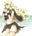  ayla_(chrono_trigger) blonde_hair blush caveman chrono_trigger curly_hair earrings jewelry long_hair midriff nt50 solo very_long_hair 