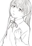  bad_id bad_pixiv_id chiba_saori clenched_hand greyscale hourou_musuko long_hair monochrome sawa_jaaji school_uniform solo twintails 