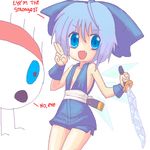  blue_eyes cirno huge_bow lowres purple_hair tooth touhou 
