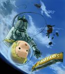  astronaut blonde_hair candy_bar day jehuty metal_gear_(series) metal_gear_solid parody planetes sky the_boss zone_of_the_enders 