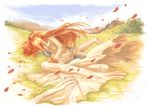  anna_irving couple dress eyes_closed kiss kratos_aurion laying long_hair lying red_hair redhead short_hair tales_of_(series) tales_of_symphonia 