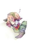  animal_ears aya-0w0 bandages bow cat_ears cat_tail chinese_clothes closed_eyes cuffs flower ibaraki_kasen kemonomimi_mode lying pink_flower pink_hair pink_rose rose shackles short_hair skirt sleeping solo tail touhou zzz 