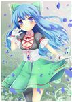  bad_id bad_pixiv_id blue_hair blush bow braid gloves hair_bow highres nekosugi_(hoshi) original pantyhose skirt solo 