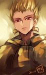  armor earrings fate/stay_night fate_(series) gilgamesh highres jewelry male_focus red_eyes signature solo zuowen 