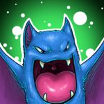  bat black_eyes blue fangs golbat green_background low_res mammal multi-colored_body nintendo plain_background pok&#233;mon pok&eacute;mon purple soulwithin tongue video_games 