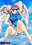  bakuretsu_hunters breasts censored daughter_(bakuretsu_hunters) large_breasts purple_hair spread_legs wings 