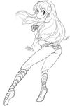  ass fugetsu_taku greyscale horns kneepits long_hair looking_back lum monochrome sketch solo urusei_yatsura work_in_progress 