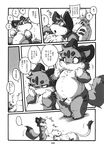  black_and_white censored chibineco comic cub erection gay greyscale haru male monochrome oral penis shinobu surprise tail translated translation_request unknown_species young 