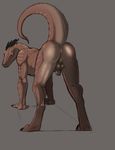  anthro anus back_turned balls bent_over butt dinosaur flaccid looking_at_viewer looking_back male narse nude penis presenting presenting_hindquarters raised_tail scalie solo uncut 