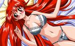  akira_(viper) animated animated_gif bed bed_sheet big_hair blush bra breasts large_breasts lingerie long_hair lying navel official_art on_back panties red_eyes red_hair solo underwear underwear_only viper viper_v16 
