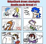  breasts compilation doodle_or_die drawn duo english_text female fin fish gabe_newell hair marine multiple_scenes piercing shark solo text tsundere vidyashark 