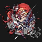  cancer personification pink_eyes red_hair ruler scissors sharp_teeth smile torn_clothes ume_(illegal_bible) zodiac 