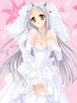  1girl blush breasts dress gundam gundam_00 marie_parfacy nipples panties solo soma_peries underwear wedding_dress 