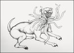  dog mammal parasite plain_background resident_evil slug_(artist) split tentacles white_background 