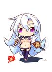  7th_dragon 7th_dragon_(series) bikini character_request chibi dual_wielding gun holding purple_eyes reku solo swimsuit weapon white_hair 