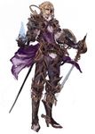  armor blue_fire eyepatch fantasy fire h@ruichi male_focus original rapier shield solo sword weapon 
