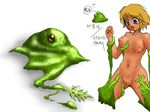  blonde_hair blue_eyes blush breasts cum female goo monster nude open_mouth pussy slime tentacle vore 