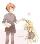  bowl chocolate eating evangeline_a_k_mcdowell feeding mahou_sensei_negima! nagi_springfield original 