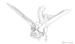  avian bird eyewear feral flying goggles harness line_art mammal mask oonami plain_background rodent skeeter_(artist) sketch squirrel straddle swallow tail white_background wings 