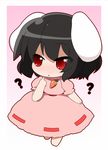  ? animal_ears black_hair bunny_ears carrot chibi inaba_tewi oka_(bananashoe) open_mouth red_eyes solo touhou 