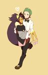  couple dark_skin dent_(pokemon) green_eyes green_hair highres iris_(pokemon) long_hair pokemon pokemon_(anime) pokemon_(game) pokemon_black_and_white pokemon_bw sleeping 