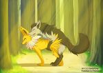  duo eeveelution female feral feral_on_feral forest from_behind hyena jolteon male mammal mightyena nintendo pok&#233;mon pok&eacute;mon sex straight tongue tree video_games wood 