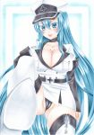  1girl akame_ga_kill! blue_eyes blue_hair breasts cleavage esdeath large_breasts long_hair tagme 