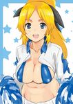  bad_id bad_pixiv_id bikini_top blonde_hair blue_eyes breasts cheerleader cleavage katharine_ohare large_breasts long_hair pom_poms ponytail solo tetsujin_momoko world_witches_series 