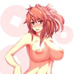  bad_id bad_pixiv_id breasts hair_bobbles hair_ornament inverted_nipples large_breasts nipples nude onozuka_komachi red_eyes red_hair short_hair solo touhou traces two_side_up upper_body 