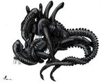  alien alien_(franchise) black black_body eyeless lying missionary_position nightmare_fuel on_back sex slime xenomorph 
