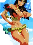  beach bikini dark_skin dog egyptian ishizu_ishtar jewelry surprised swimsuit yu-gi-oh! yuu-gi-ou_duel_monsters 