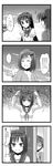  2girls 4koma akemi_homura comic greyscale hair_ribbon highres kaname_junko kaname_tomohisa mahou_shoujo_madoka_magica monochrome multiple_girls ribbon school_uniform toshihiro translated 