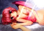  animal_ears bare_shoulders bed bottomless breasts camisole cleavage collarbone groin highres holding_hands kotarou_(yukina1721) looking_at_viewer lying medium_breasts mystia_lorelei no_hat no_headwear no_nose on_side out_of_frame pink_eyes pink_hair pov pov_hands short_hair smile solo_focus strap_slip touhou underwear underwear_only wings 